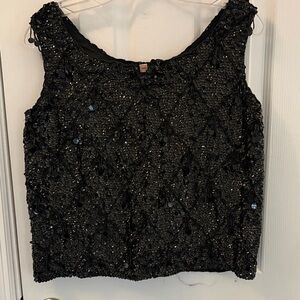 Black Sequin Beaded Women's Tank Top